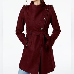 GUESS Wool Women’s Asymmetrical Skirted Walker Coat